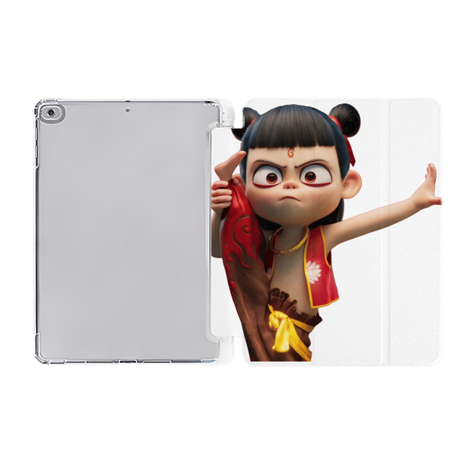 （画像用） Ne Zha 2 ナタ 魔童の大暴れ IPad ケース ペン収納付き 三つ折りスタンド PUレザー×シリコン 対応機種9.5/10.5/10.9インチ